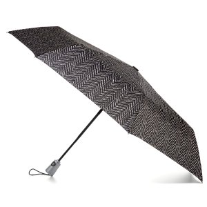 Totes One-Touch Auto Open Close Rain Umbrella with Sunguard Red